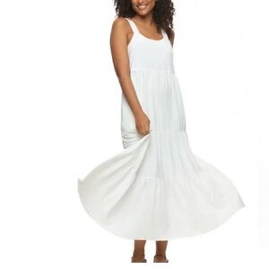 Black Bow White Sleeveless Boho Maxi Dress - S